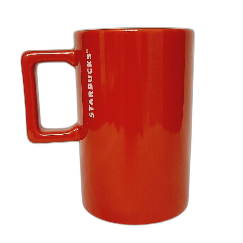Starbucks Red Coffee Mug Tall Square Handle with Logo